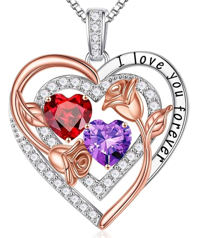 Iefil Christmas Gifts for Women - Sterling Silver Birthstone Necklace Anniversary Birthday Gifts for Her Wife Mom Daughter
