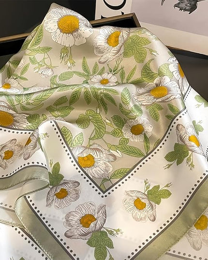 MINIDORA Satin Scarves for Women 27.5 × 27.5 inches Medium Square Elegant Silk Feeling Head Scarf