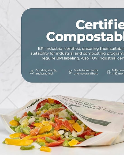 Matter Compostable Gallon Freezer Bags for Food Storage, Eco-Friendly, Resealable, Food Storage Bags, 30 Count