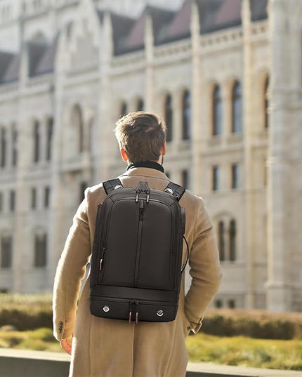Somago 16 Inch Laptop Backpack Water Resistant Carry On Daypack Backpack Anti Theft Travel Rucksack Backpack with Shoe Compartment Shoulder Strap for Men Women, 33L (Black)