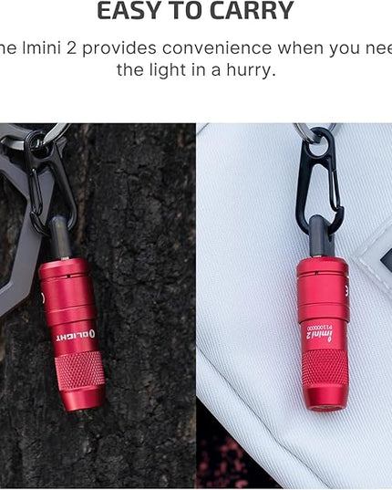 OLIGHT IMINI 2 EDC Rechargeable Keychain Flashlight, 50 Lumens Compact and Portable Mini LED Keyring Lights with Built-in Battery Ideal for Everyday Carry and Emergencies (Passionate Red)