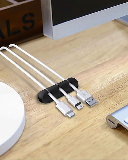 SOULWIT Cable Holder Clips, 3-Pack Cable Management Cord Organizer Clips Silicone Self Adhesive for Desktop USB Charging Cable Nightstand Power Cord Mouse Cable Wire PC Office Home