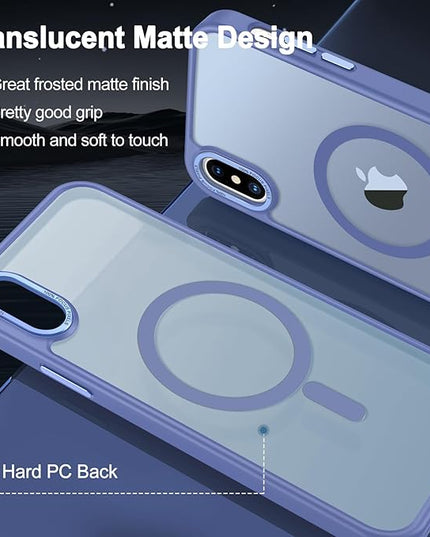 Hython Case for iPhone X Case, for iPhone Xs Case Magnetic Translucent Matte Phone Cases 5.8" [Compatible with MagSafe] Thin Slim Fit Shockproof Bumper Hard Protective Cover for Women Men, Light Blue