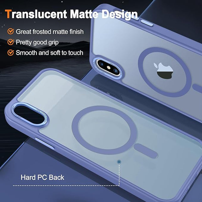 Hython Case for iPhone X Case, for iPhone Xs Case Magnetic Translucent Matte Phone Cases 5.8" [Compatible with MagSafe] Thin Slim Fit Shockproof Bumper Hard Protective Cover for Women Men, Light Blue