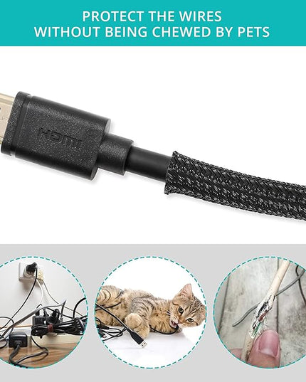 ZhiYo 20ft - 1/4 inch Cable Sleeve, Cord Wrap Wire Protector Tubing for Pets, PC Cable Wrap, Computer Cable Management Sleeve - Black