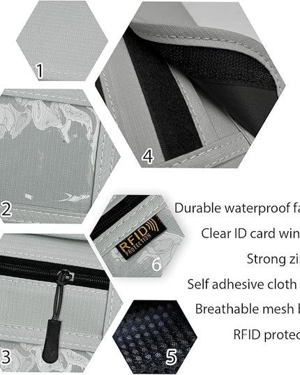 RFID Blocking Travel Neck Wallet Pouch and Passport Holder, Travel Neck Pouch Passport Holder for Women & Men - Gray