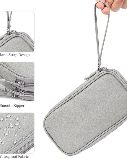 Electronic Organizer Bag, Waterproof Portable Electronic Organizer Travel Accessories Cable Bag Universal Cord Storage Case for CableCord Storage Double Layer - Gray, Large