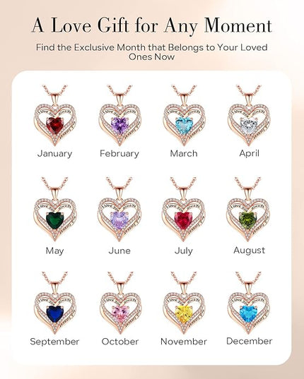 S925 Sterling Silver Necklace for Women, Wife Jewelry Rose Gold, Mom Birthday Valentines Mothers Day Gifts, Girlfriend Necklaces, Daughter Heart Jewel, Anniversary for Her