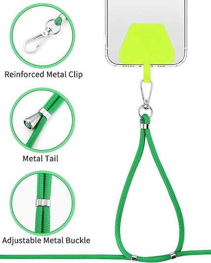 CACOE Phone Lanyard 2 Pcs-2 Pcs Adjustable Neck Strap, 4 Pcs Patches, Universal Crossbody Multifuctional Cell Phone Lanyards Compatible with Most Smartphones(Black+Dark Green)