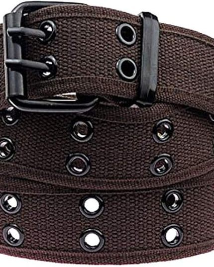 moonsix Canvas Web Belts for Men,Solid Color Casual Double Hole Grommet Belt