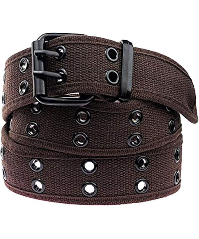 moonsix Canvas Web Belts for Men,Solid Color Casual Double Hole Grommet Belt