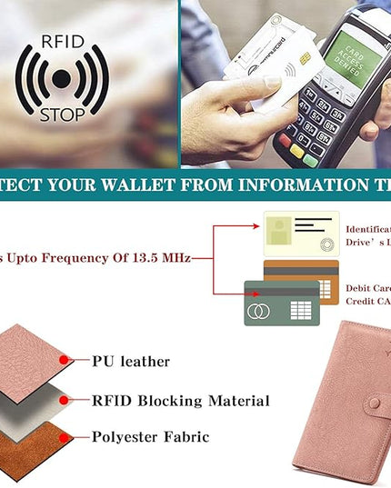 RFID Blocking Passport Wallet Cover Case Travel Document Organizer for Women and Men,Travel Wallet for Credit Card