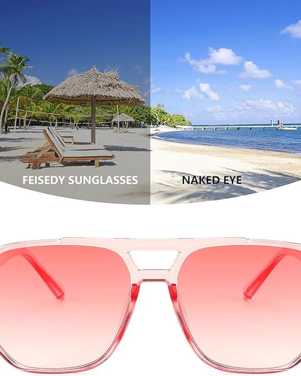 FEISEDY Retro Square Aviator Sunglasses Women Men 70s Vintage Trendy Plastic Frame Sun Glasses B2835