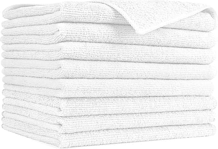 AIDEA Microfiber Cleaning Cloth-8PK, Soft Microfiber Towels for Cars, Absorbent Cleaning Rags, Lint-Free Streak-Free Wash Cloths for House, Kitchen, Window(12in.x16in), White