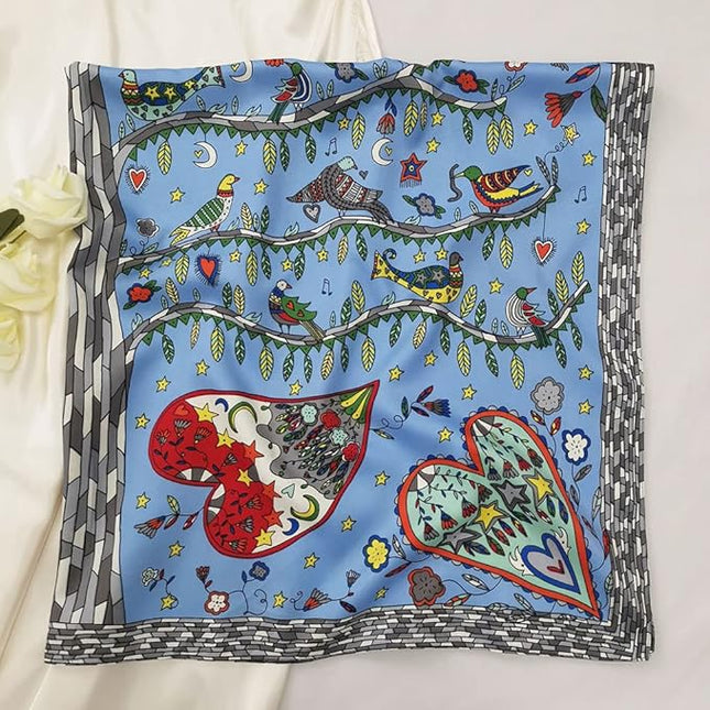 Julunar Silk Like Head Scarf for Women - Satin Large Hair Scarves - 35" Square Silk Hair Wrap for Sleeping with Gift Packed