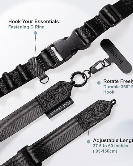 25mm Crossbody Phone Lanyard, Anti-Theft Crossbody Phone Strap for iPhone 16 Pro Max and Most Smartphones, Cell Phone Neck Lanyard w/ 2 Non-Adhesive Tether Tabs for Men and Women, Army Green