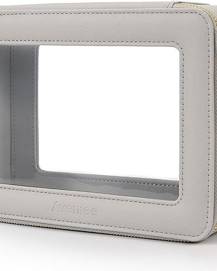 Aveniee Clear Makeup Bag Organizer,Large Travel Toiletry Bag for Women, Waterproof Cosmetic Pouch with Zippers,Car Organizers and Storage Case for Accessories,Grey