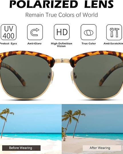 Pro Acme Semi-Rimless Polarized Sunglasses UV 400 Protection for Women Men