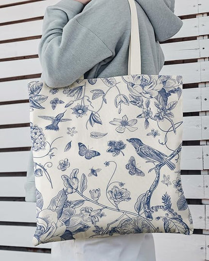 Horaldaily Canvas Tote Bag,Reusable Shoulder Tote Bag for Women Lady Casual Vacation, Shopping, Work, Gym