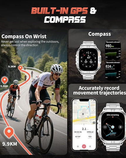 GPS Military Smart Watch for Men(Answer/Call), 2.13'' Smartwatch,60 Days Battery,6 Satellite Positioning/Compass,5 ATM Fitness Tracker with Flashlight/Heart Rate/Sleep/100+ Sport Modes for iOS/Android