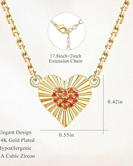 Dainty 14k Gold Heart Necklace, Birthstone Necklace for Women Trendy, Tiny Cubic Zirconia Choker Pendant Necklaces, Cute Love Jewelry Birthday Gifts for Girlfriend Daughter Niece Wife Her