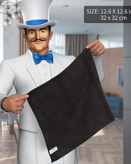MR.SIGA Microfiber Cleaning Cloth, All-Purpose Microfiber Towels, Streak Free Cleaning Rags, Pack of 12, Black, Size 32 x 32 cm(12.6 x 12.6 inch)