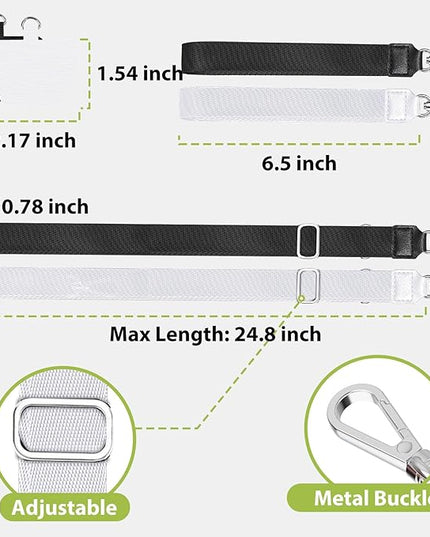 takyu Phone Lanyard, 2 Pack Adjustable Crossbody Neck/Wrist Strap with 2 PcsTether Pads, Secure Hands-Free Compatible for iPhone Samsung Perfect for Nurses, Teachers, Travel, Hiking Black+White