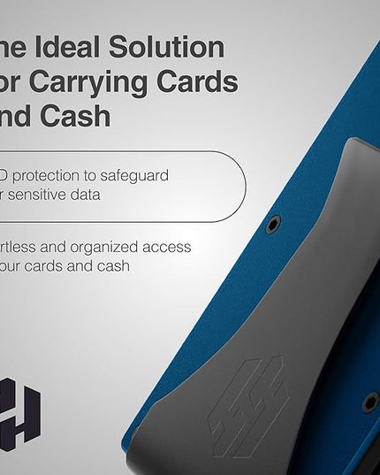 Hayvenhurst Wallet For Men - Reinvented Design Men's Wallet - Slim, Minimalistic & Seamless, Blocks RFID Scanners with a Money Clip (Navy)