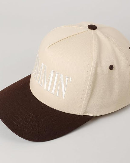 MIRMARU Two-Tone Vintage Canvas Trucker Hats for Men & Women, Adjustable Size Baseball Caps with Trendy Embroidered Design