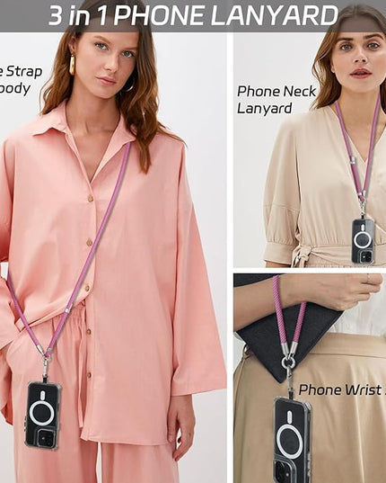 3-in-1 Adjustable Phone Lanyard Crossbody Cell Phone Neck Strap Universal Mobile Wrist Lanyard
