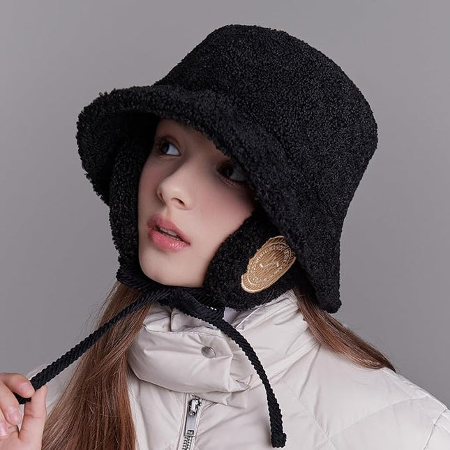 New SKADI Fleece Earmuff Bucket Hat for Winter Warm Ear Protection | Soft Cozy Fleece Bucket Hat for Women & Men