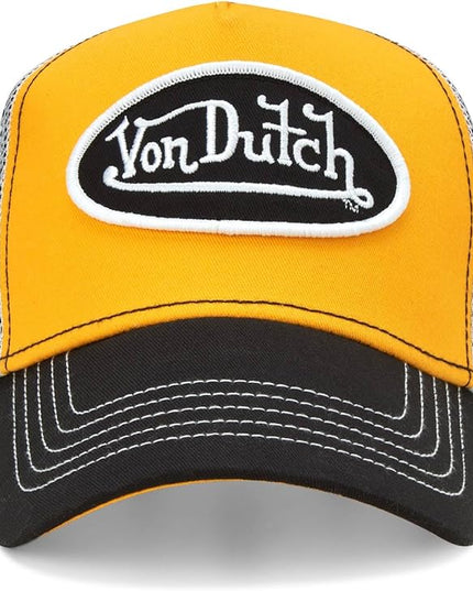 Von Dutch Unisex Trucker Hat - Curved Bill Mesh Back Retro Classic Adjustable Snapback Baseball Cap for Men and Women