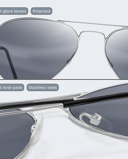 livho Sunglasses for Men Women Aviator Polarized Metal Mirror UV 400 Lens Protection