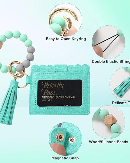 Wristlet Keychain for Women Silicone Key Ring Bracelet Wristlet Wallet Bracelet Keychain Card Holder Keyring