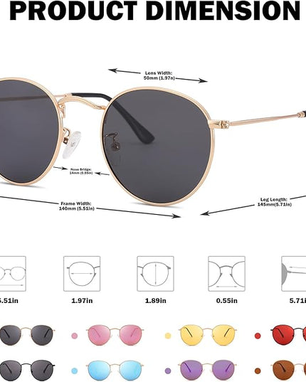 Pro Acme Small Round Metal Polarized Sunglasses for Women Retro Designer Style