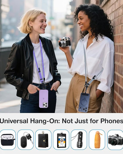 Phone Lanyard Crossbody, 3-in-1 Neck Strap& Wrist Strap, Adjustable Anti-Theft Lanyard with 2 Phone Tether Tabs, Universal Cell Phone Strap for iPhone 17 Pro Max,Travel Essential,Black