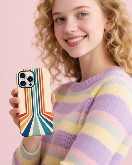 Magnetic for iPhone 13/14 Case Cute Frog Stripes Phone Case, Summer Shockproof Slim TPU and Hard PC Protective Phone Cover Compatible with MagSafe Designed for Women Girls
