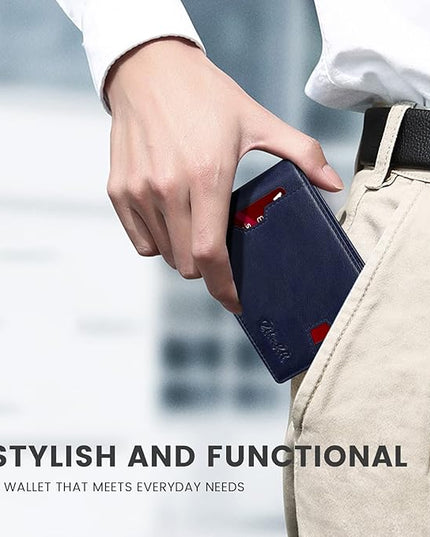 Zitahli Mens-Wallet-Slim-Leather-RFID Blocking Wallet for Men Minimalist Bifold Credit Card Holder with Gift Box