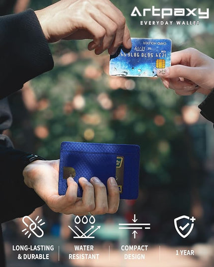 Artpaxy Slim Wallet for Men & Women, Minimalist Front Pocket Card Holder for Travel, RFID Blocking, Water Resistant Nylon Wallet for ID & Cash & Credit Card