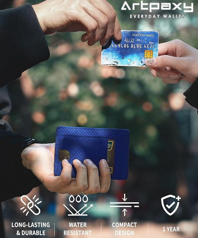 Artpaxy Slim Wallet for Men & Women, Minimalist Front Pocket Card Holder for Travel, RFID Blocking, Water Resistant Nylon Wallet for ID & Cash & Credit Card