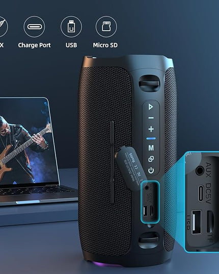 ZEALOT Portable Bluetooth Speaker,80W Peak(60W) Booming Sound Speakers with LED Light,Bluetooth 5.3, Loud Speaker for Home,Party,Camping,Beach,Gifts(Black)
