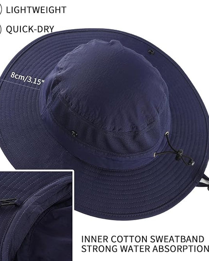 Home Prefer UPF50+ Mens Sun Hat Wide Brim Womens UV Protection Beach Bucket Hat for Fishing Hiking Snap Up Cowboy Hat