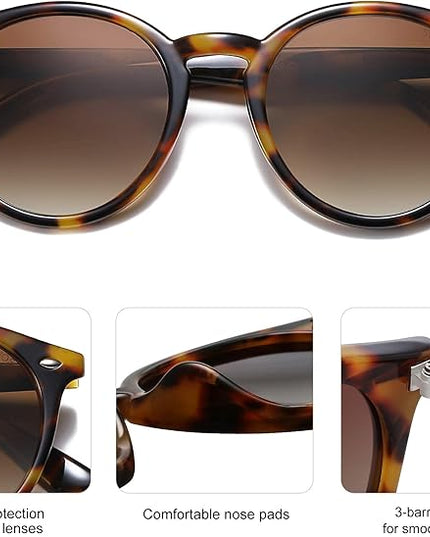 SOJOS Retro Round Polarized Sunglasses for Women Men Classic Vintage Sunnies SJ2069