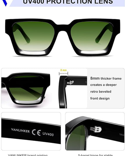VANLINKER Thick Square Sunglasses for Men Women Retro Chunky Rectangle Shades UV400 Protection VL9731