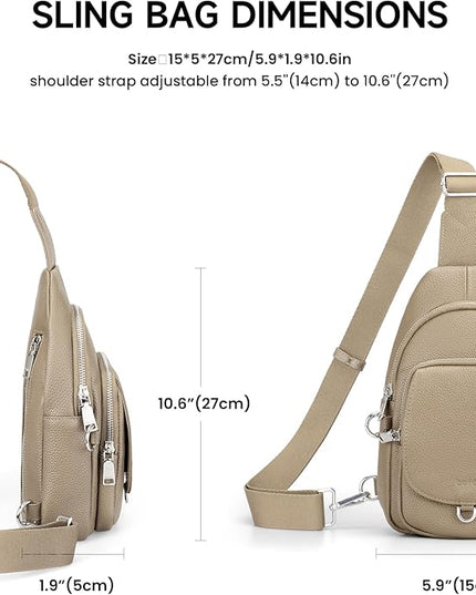 befen Anti Theft Genuine Leather Sling Bag for Women RFID Small Crossbody Bag Chest Bag Leather Fanny Packs for Travel