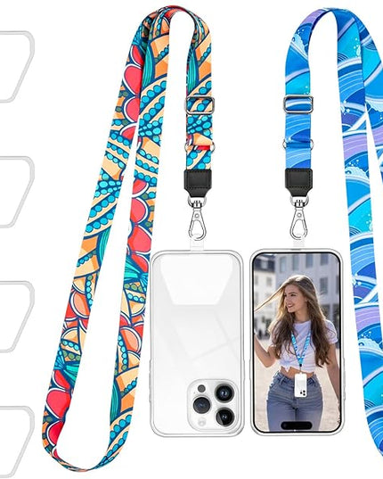 Doormoon Phone Lanyard, Universal Adjustable Neck Straps for Phone Case Keys ID Badges Phone Accessorie Compatible with iPhone, Samsung, Motorola, LG & Most Smartphones, 2 Pack, Sea