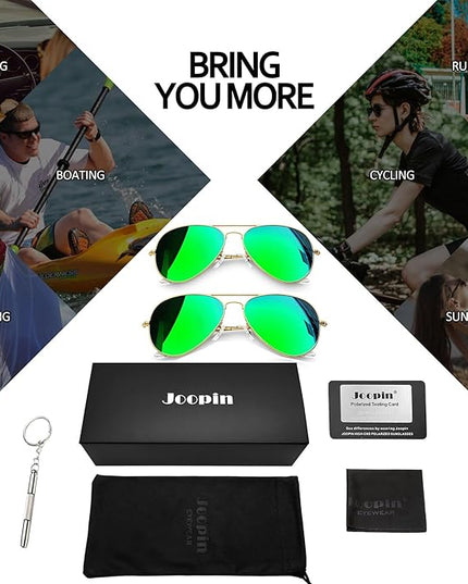 Joopin Polarized Metal Aviation Sunglasses Men, Classic Military Sun Glasses Women, Rectangle Shades UV400 Protection Costume