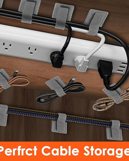 Cable Management Under Desk Cord Organizer, Cable Organizers for Cords, Hook and Loop Cable Ties, Adhesive Wire Straps, Reusable Cord Holder for Electronics & PC, Home & Office Essentials (40)