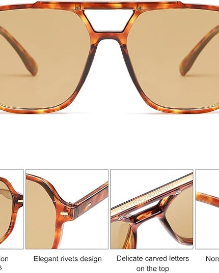 SOJOS Retro Trendy Aviator Polarized Sunglasses Men Women Vintage 70s Square Stylish Frame Sun Glasses SJ2283