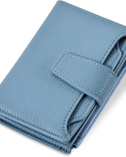 Airkit Small Wallet Women RFID Blocking Soft Leather Bifold Compact Card Holder Wallet for Women with Zipper Coin Pocket 4 ID Window